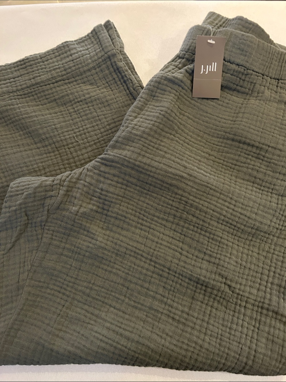 J. Jill Green Linen Cotton Capri Crop Pants Pockets 2X or XXL Reg $79 NWT 2X